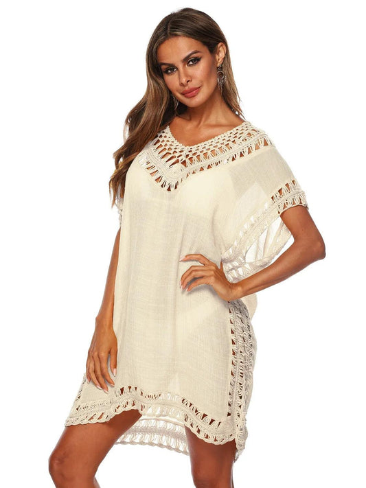 Bohemian Crochet Trim Beach Cover Up Dress - Which Mark