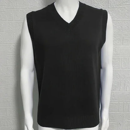 Knitwear Street Slim Fit V-neck Sleeveless Vest Sweater Men - Which Mark