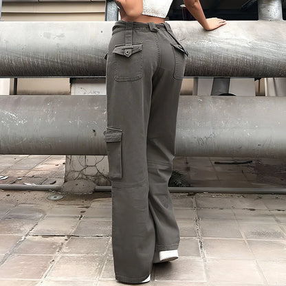 Vintage Multi Pocket Belt Casual Workwear Jeans Women - Which Mark