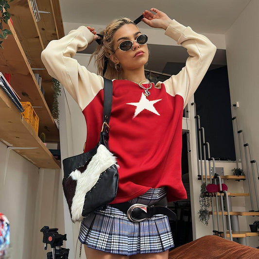 Women's Loose Top Striped Woolen Sweater - Which Mark
