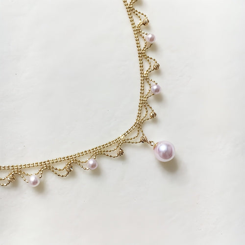 Aurora 18K Gold Lace Pearl Necklace - Sea Elegance - Which Mark