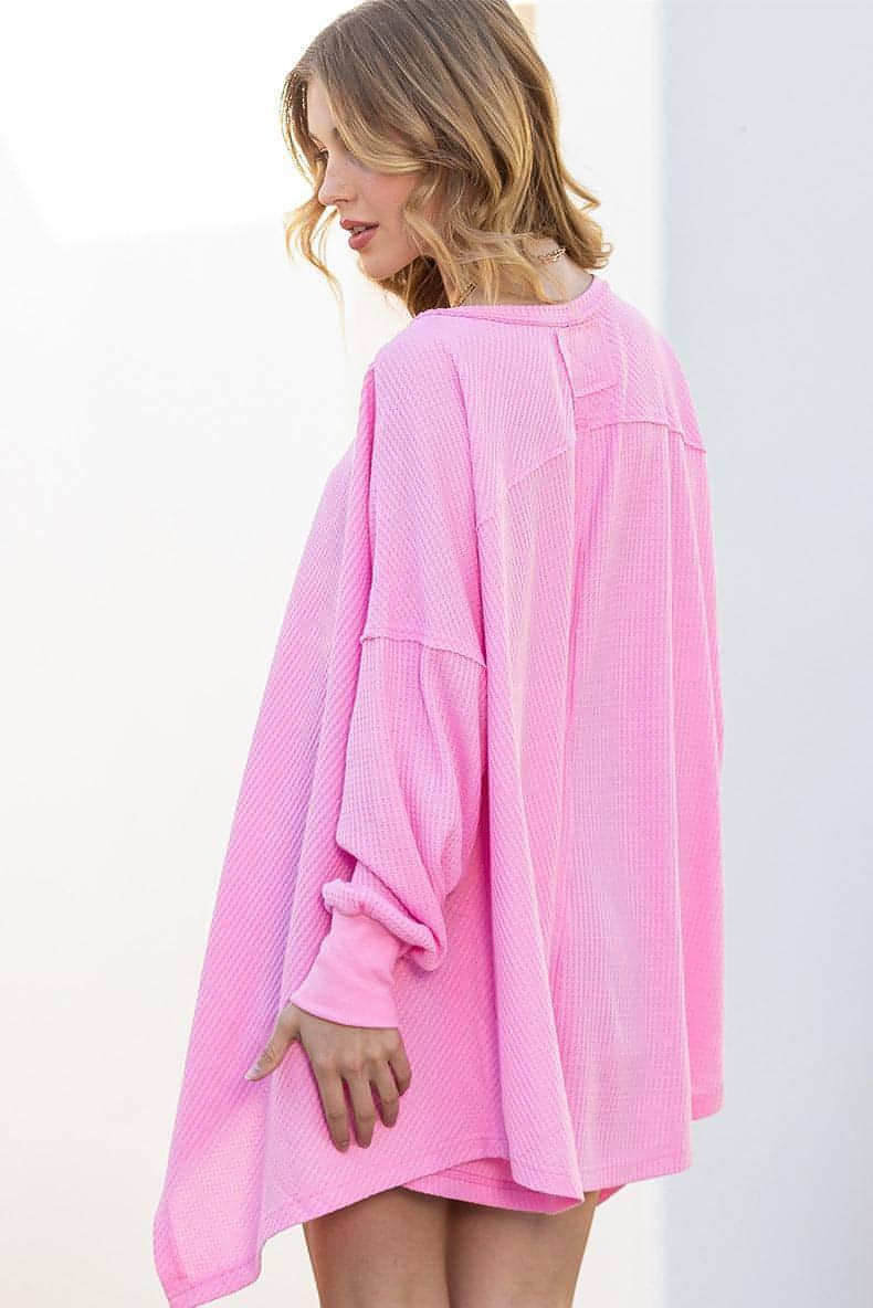 Solid Color Exposed Loose Long-sleeved Sweater - Which Mark