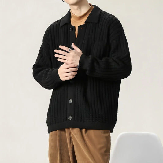 Loose Oversized Solid Color Knit Sweater Men - Which Mark