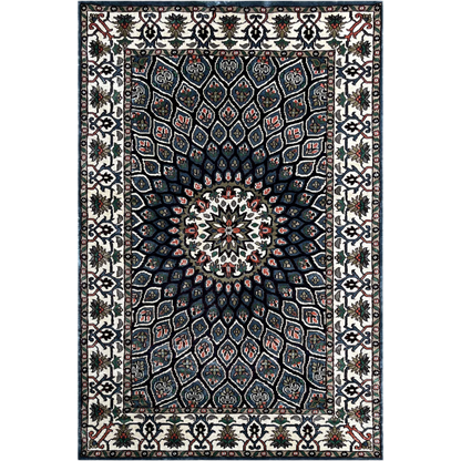 4×6 Feet Hand Knotted Silk Blue Carpet Gumbad
