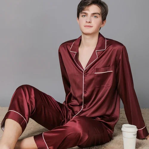 New Spring And Autumn Silk Couple Pajamas For Women - Which Mark