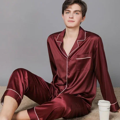 New Spring And Autumn Silk Couple Pajamas For Women - Which Mark