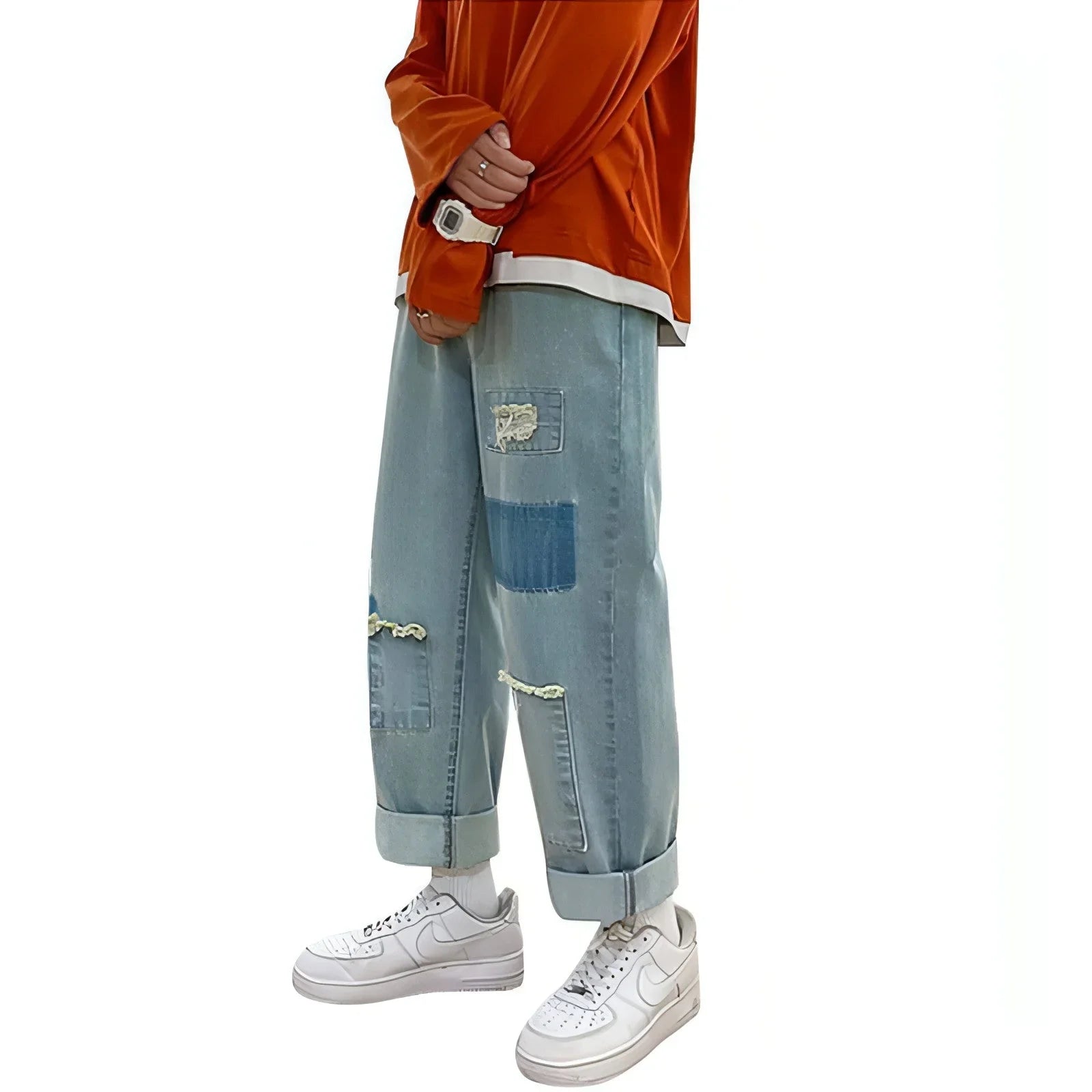 DenimDare™ Trousers Ripped Jeans Men Loose Straight Leg - Which Mark