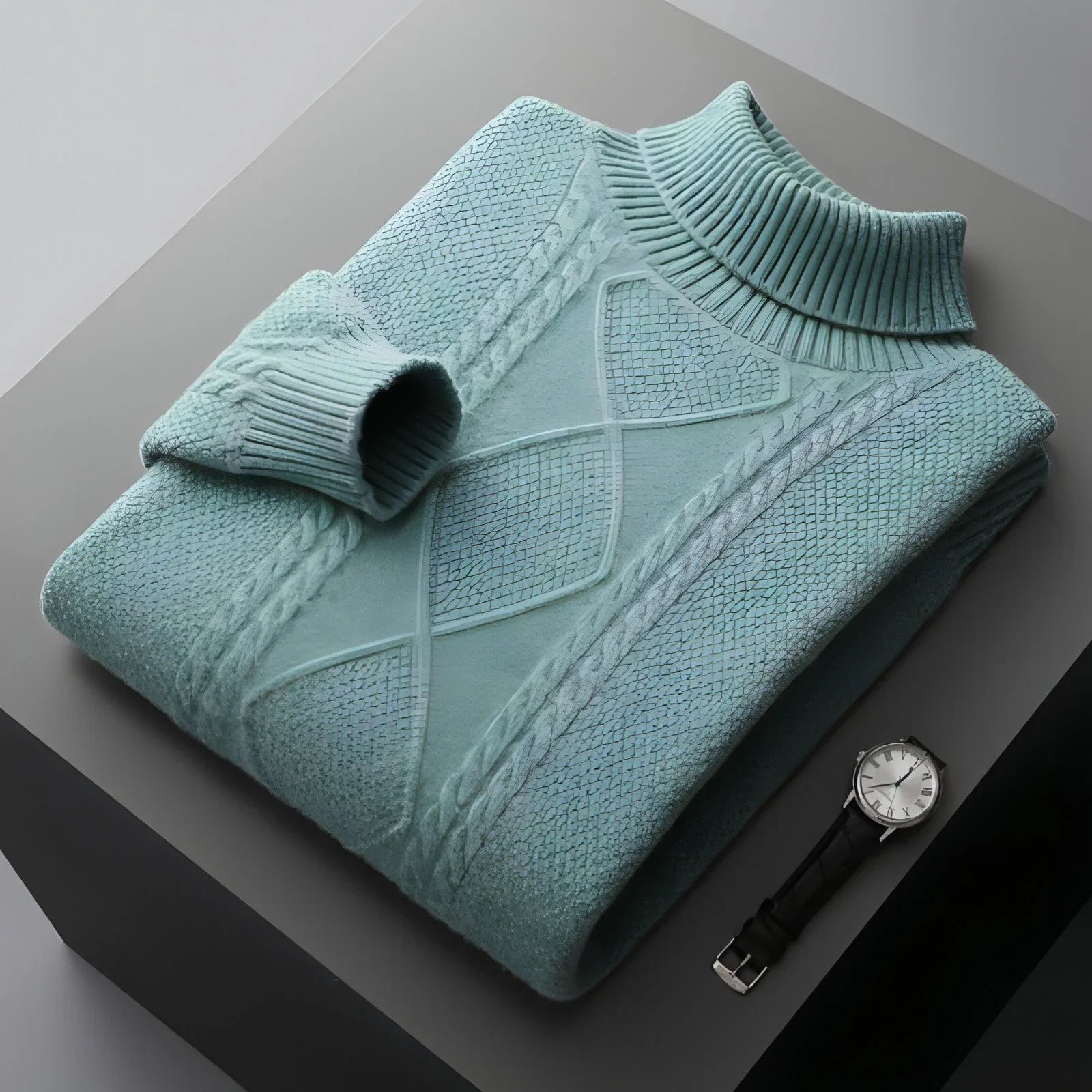 Men's Lapel High Collar Thick Loose Casual Knitted Sweater - Which Mark