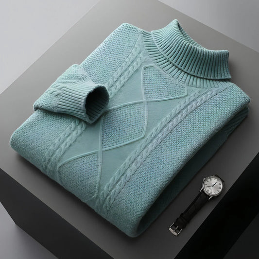 Men's Lapel High Collar Thick Loose Casual Knitted Sweater - Which Mark