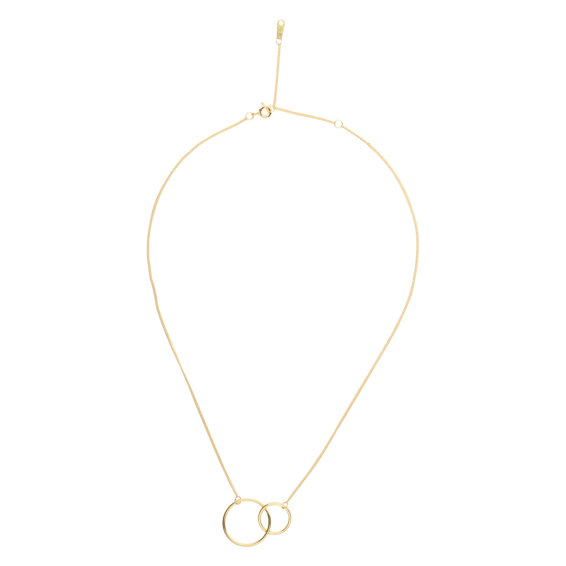 14K Gold Plated Two Circle Interlocking Pendant Necklace - Which Mark