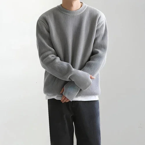 New Korean Style Trendy Loose Round Neck Knitted Coat Sweater Men - Which Mark
