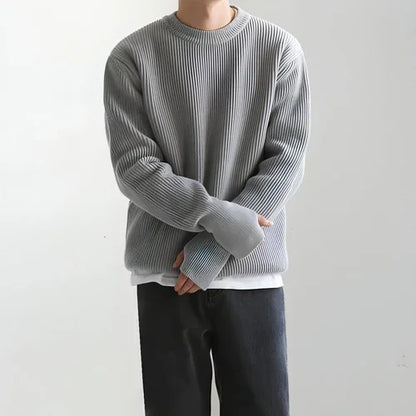 New Korean Style Trendy Loose Round Neck Knitted Coat Sweater Men - Which Mark