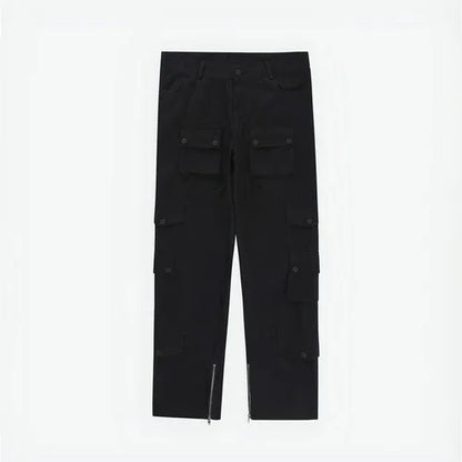 High Street Loose Hem Zip-Slit Straight-Leg Trousers Men Jeans - Which Mark
