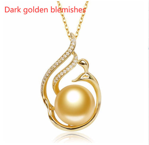11-12mm 925 Silver Saltwater Gold Pearl Pendant - Which Mark