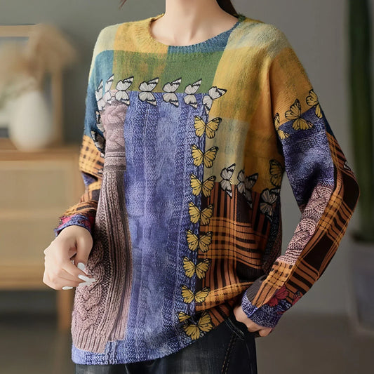 Women's Loose Pullover Round Neck Sweater - Which Mark