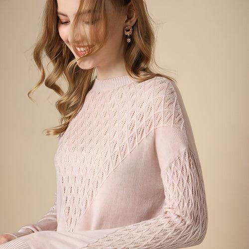 Pure Color Hollow Knitted Sweater Women Half High Fashion - Which Mark