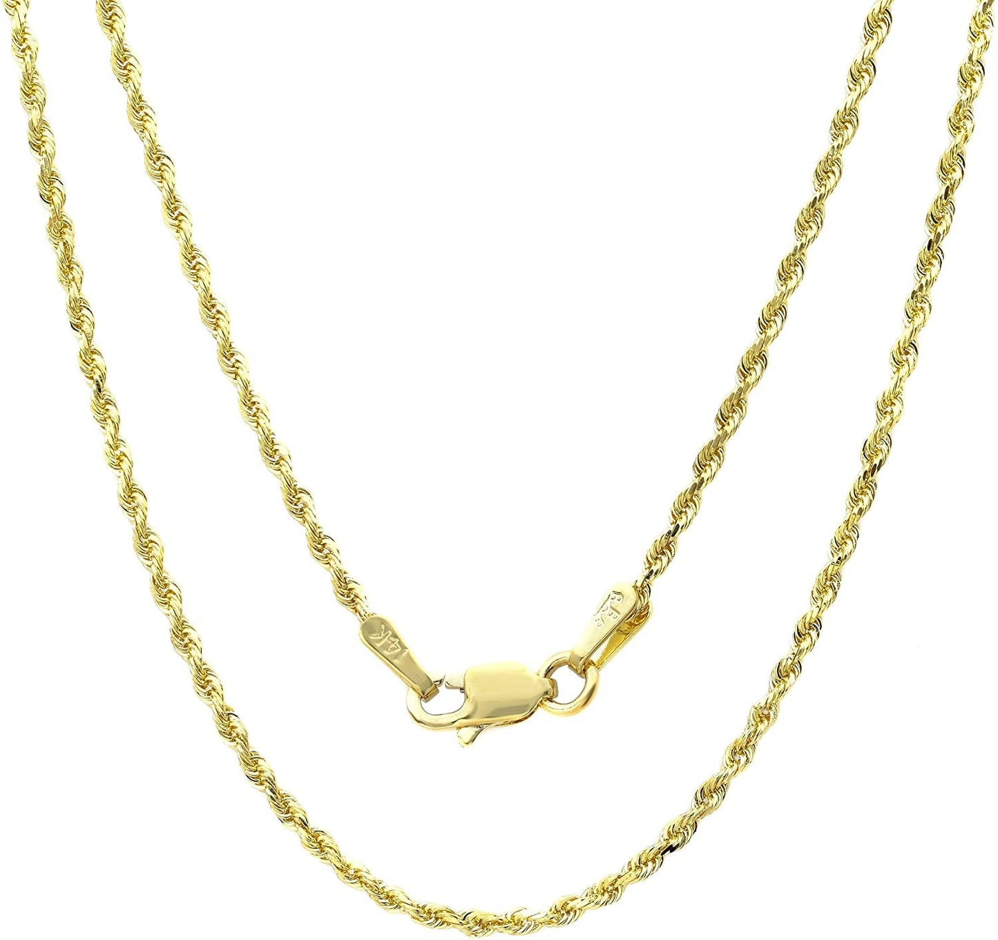 14k Gold Yellow Thin Hollow Rope Chain 16"-24" - Which Mark