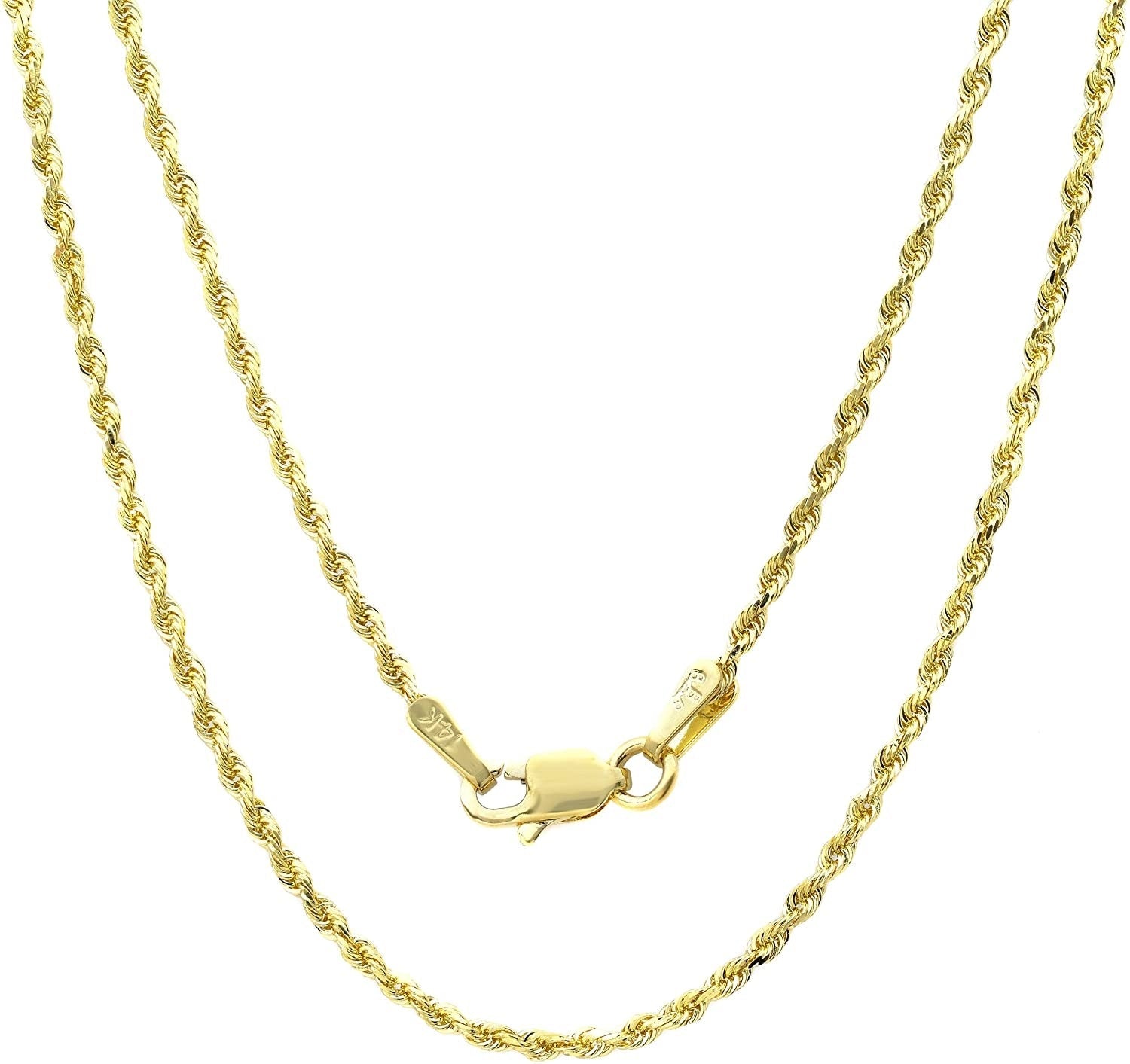 14k Gold Yellow Thin Hollow Rope Chain 16"-24" - Which Mark