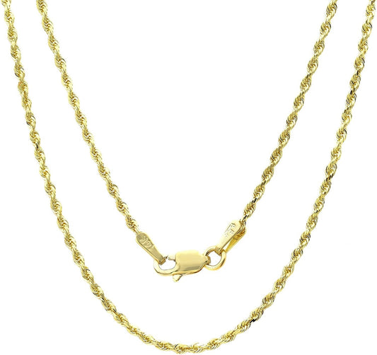 14k Gold Yellow Thin Hollow Rope Chain 16"-24" - Which Mark