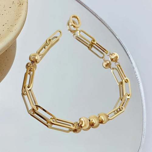 18K Gold Cat Eyeball Checker Handmade Thick Bracelet - Which Mark