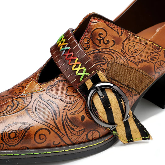 Women's thick heel leather shoes - Which Mark