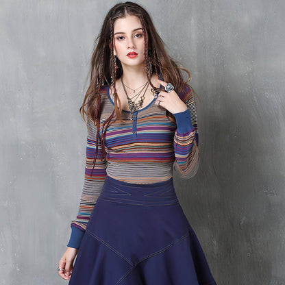 Retro Cotton and Linen Long-Sleeved Sweater Bottoming Shirt Women - Which Mark