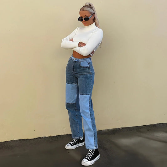 DenimDare™ Stitching High-rise Straight-leg Jeans Women - Which Mark