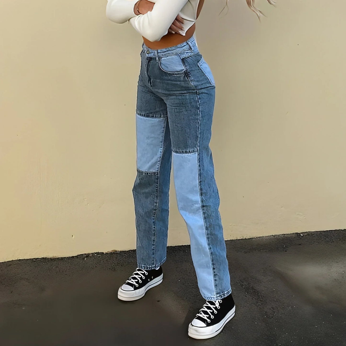 DenimDare™ Stitching High-rise Straight-leg Jeans Women - Which Mark