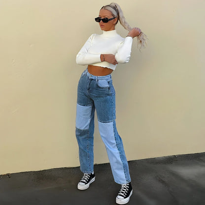 DenimDare™ Stitching High-rise Straight-leg Jeans Women - Which Mark