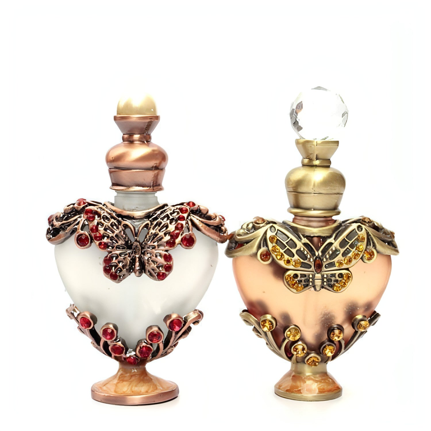 Heart-shaped Middle East Perfume Bottle with Colored Stones Single - Which Mark