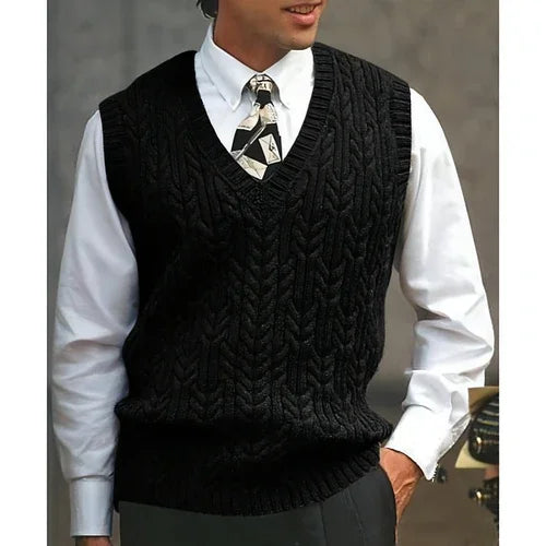 Knitted Vest V-neck Sweater Solid Color Casual - Which Mark