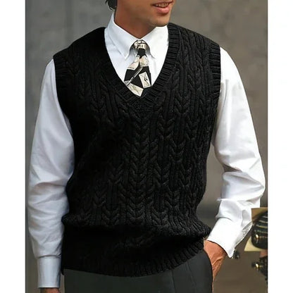 Knitted Vest V-neck Sweater Solid Color Casual - Which Mark