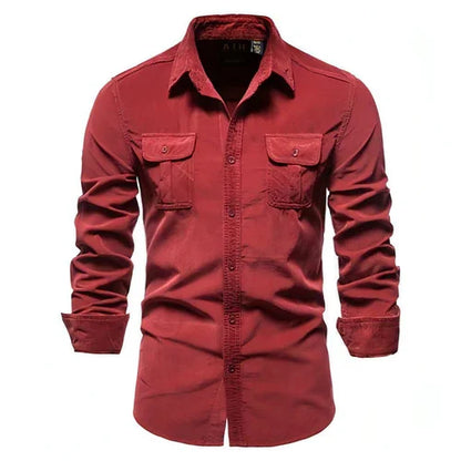 Men DressShirt College Tops Longsleeve Blue - Which Mark