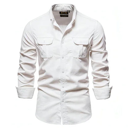 Men DressShirt College Tops Longsleeve Blue - Which Mark