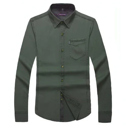 Solid Color Men's Military Dress Shirt Style Slim Fit - Which Mark