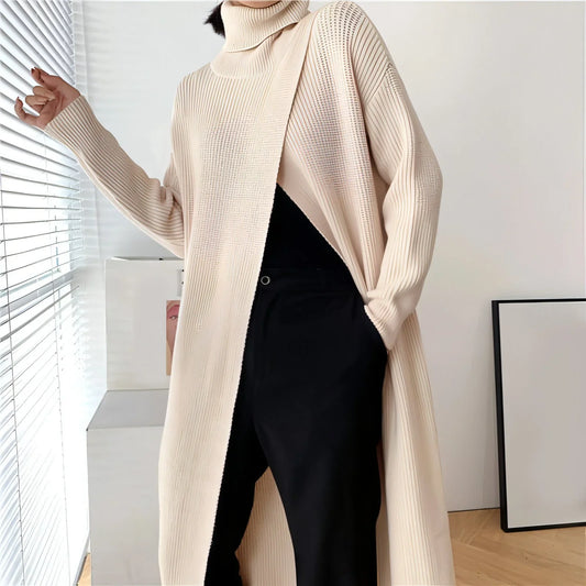 A.1 Long Knit Turtleneck Sweater Long Skirt Pullover Bottoming With - Which Mark