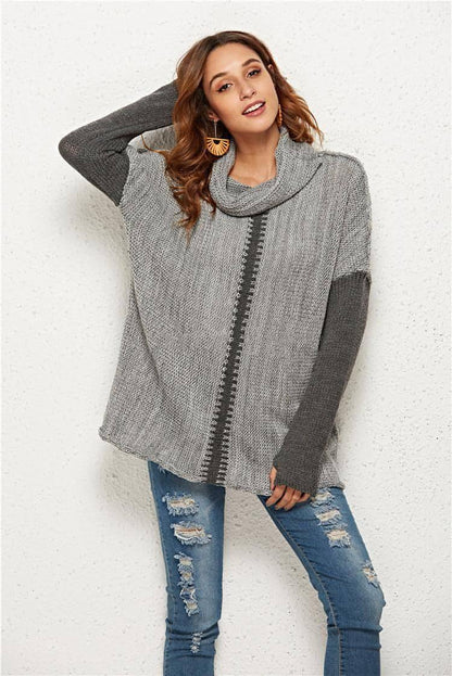 A1. Women's Knitted Pullover Sweater With Holes In Fingers - Which Mark