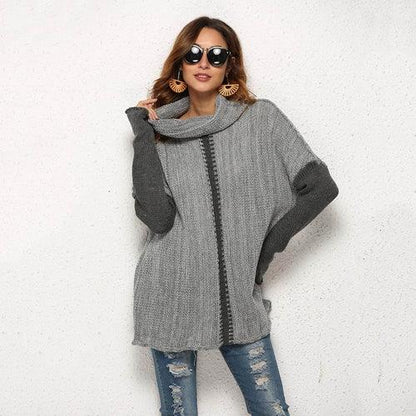 A1. Women's Knitted Pullover Sweater With Holes In Fingers - Which Mark