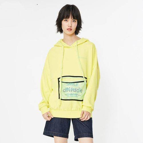 Loose Hooded Mesh Bag Design Letter Sweater Women - Which Mark