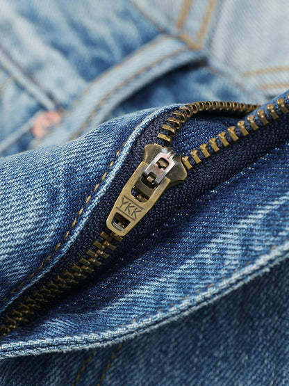 Washed Micro-elastic Frayed Cropped Jeans Men - Which Mark