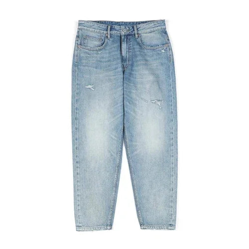 Washed Micro-elastic Frayed Cropped Jeans Men - Which Mark