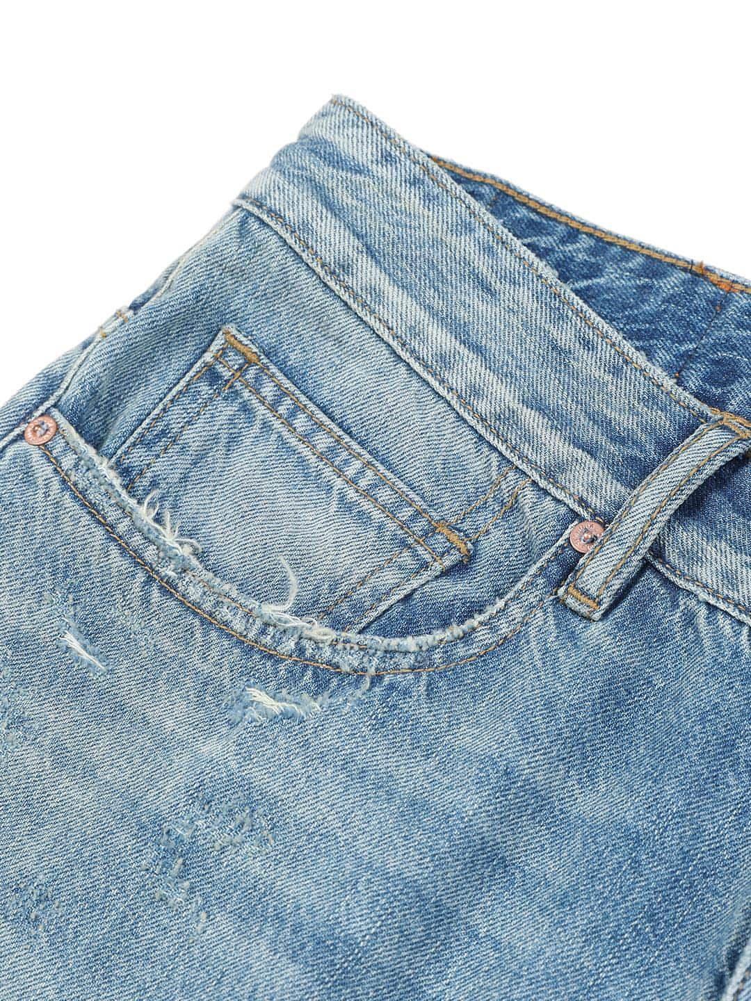 Washed Micro-elastic Frayed Cropped Jeans Men - Which Mark