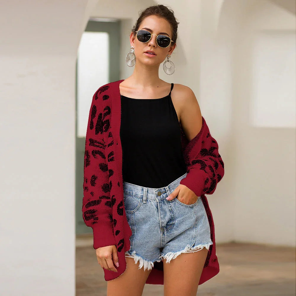 UrbanFur™ – Long Sleeve Leopard Knit Cardigan - Which Mark