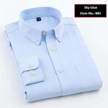 Men's Oxford Pure Color Slim Shirt For Young And Middle-aged People - Which Mark