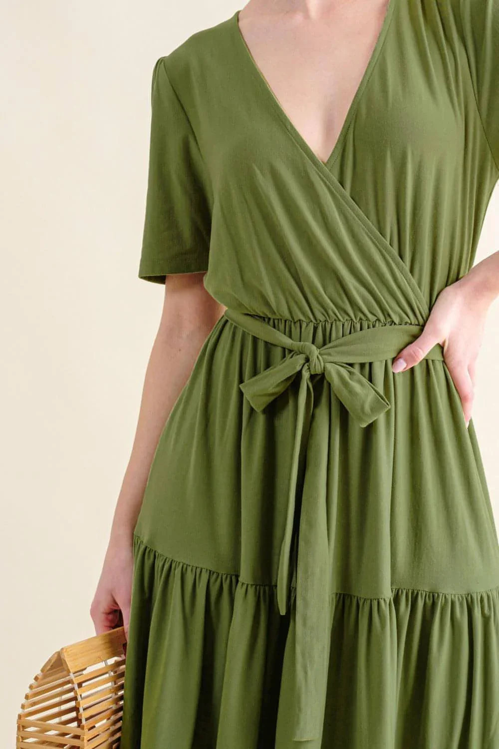 And The Why Soft Short Sleeve Tiered Midi Dress - Which Mark