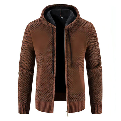 Knitwear Men's Hooded Sweater Fleece-lined Velvet-added Thickness - Which Mark