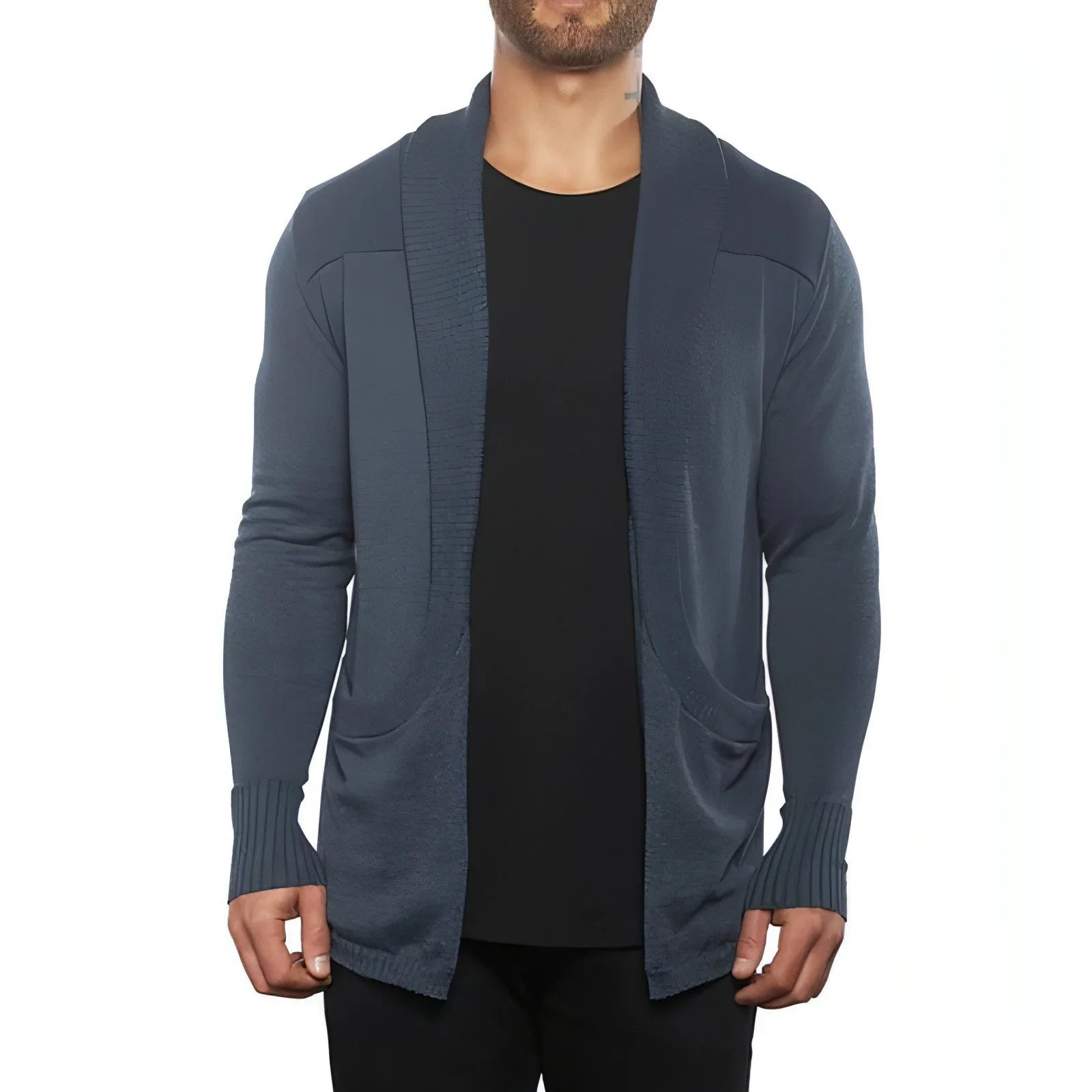 Solid Color Cardigan Sweater With Pockets Casual Men's Long-sleeved - Which Mark