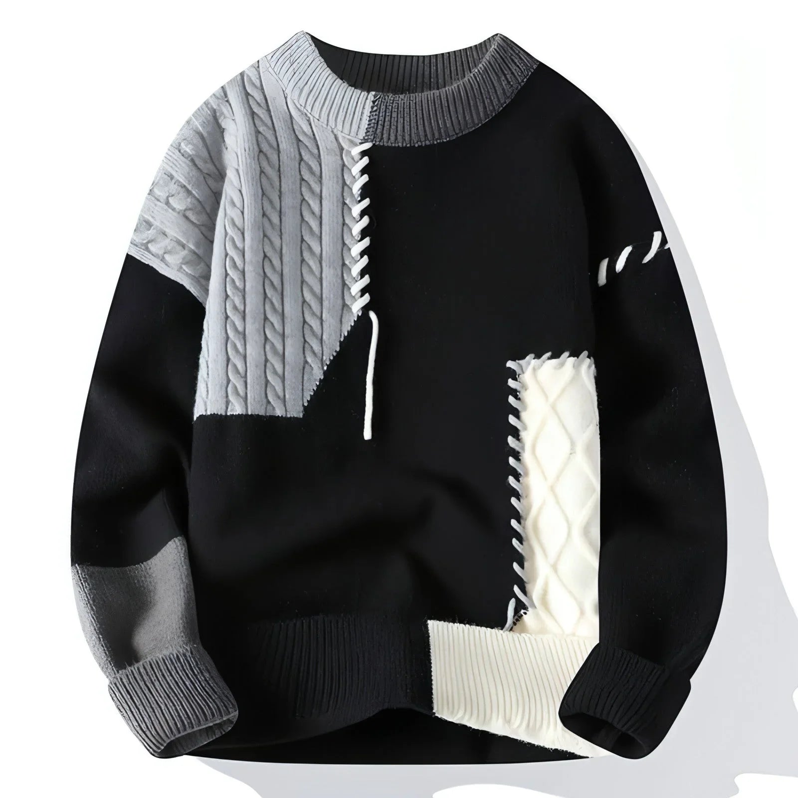 A.1 Sweater Men's Retro Color Contrast Patchwork - Which Mark