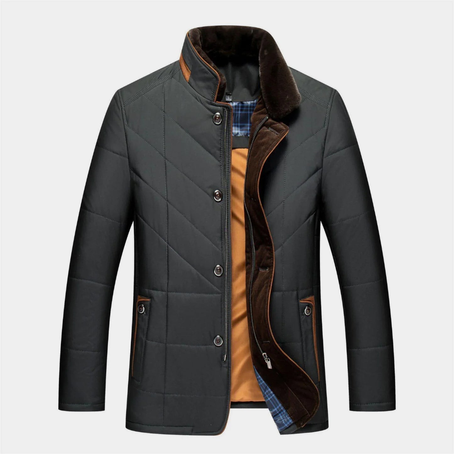 Dad's Warm Leisure Cotton-padded Coat Stand-up Collar Thick Coat Men - Which Mark