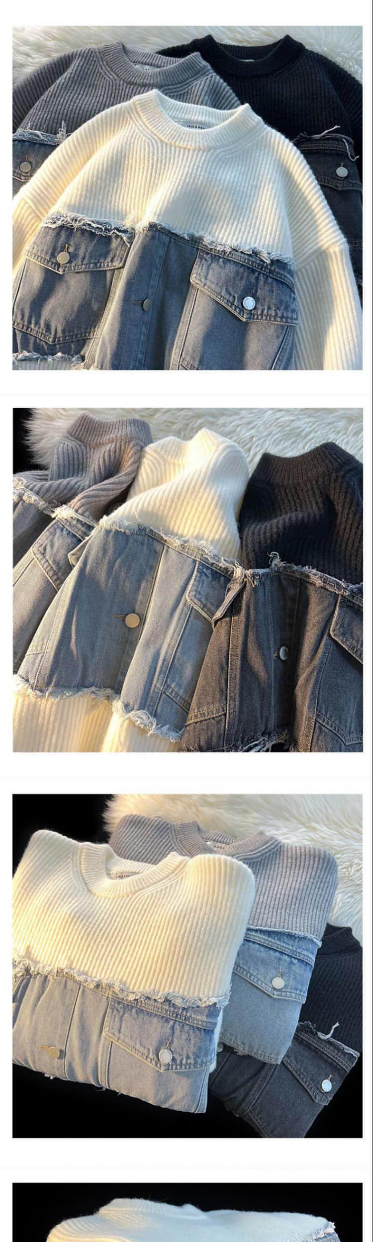 Designer Denim Splicing Knitwear Men Sweater - Edition 25 - Which Mark